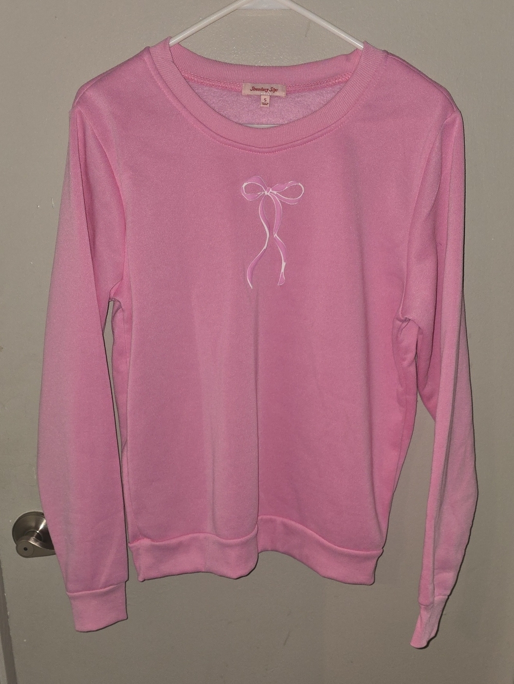 Strawberry Skye Light Pink Bow Crewneck Sweatshirt
